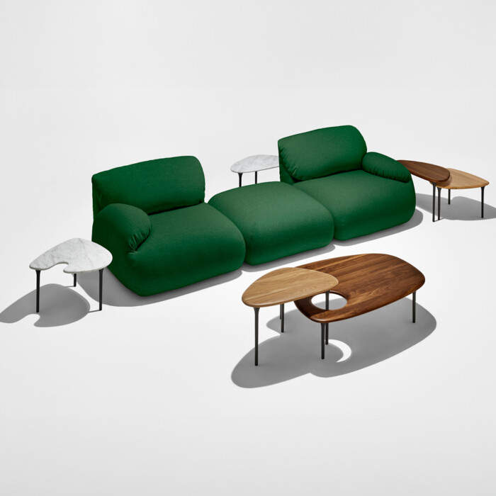 Herman Miller Cyclade sivupöydät ja Luva sohva.