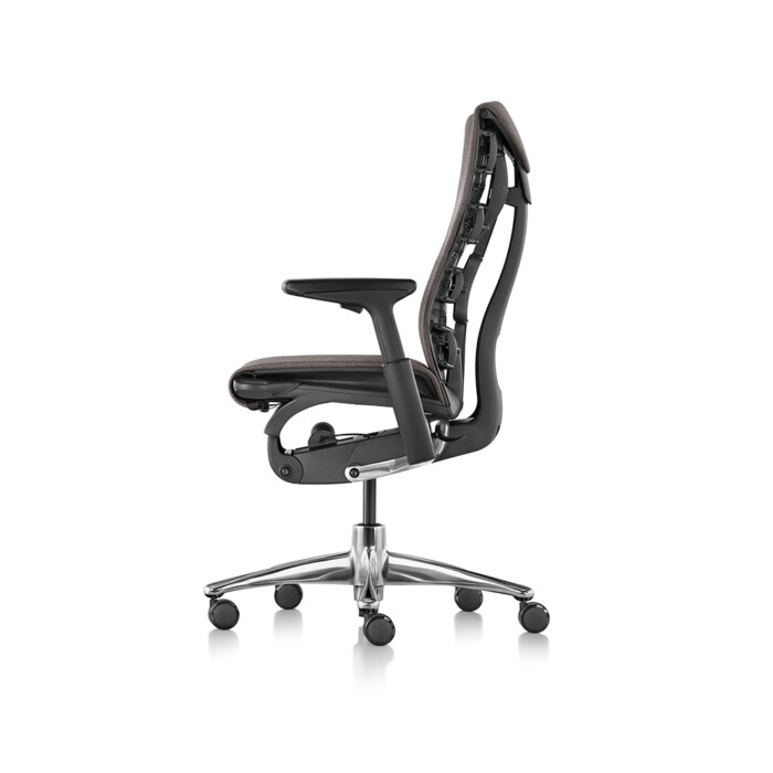 Herman Miller Embody työtuoli kiillotettu alumiini jalusta, sivu kuva.